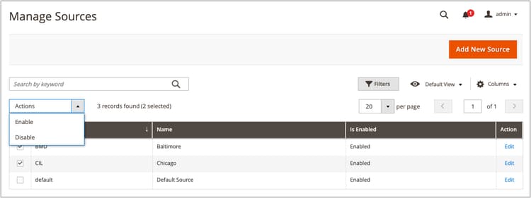 Inventory Management ソース – アクションメニュー