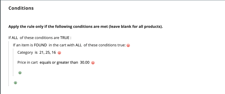 ​ 買い物かご価格ルールの条件 – 買い物かごの価格 ​