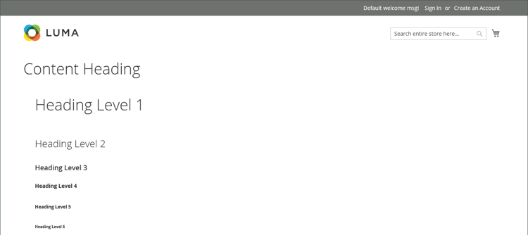 ストアフロントのコンテンツの見出しと見出しレベル