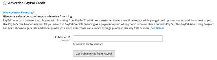 PayPal クレジットのアドバタイズ