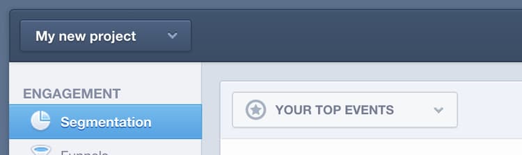 上位のイベントを表示する Mixpanel ダッシュボード