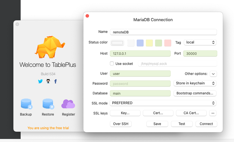 ロゴ - TablesPlus を使用した Mysql GUI の例