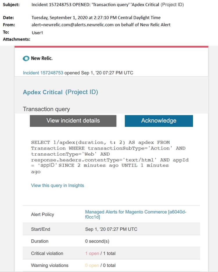 apdex 重大アラート ​