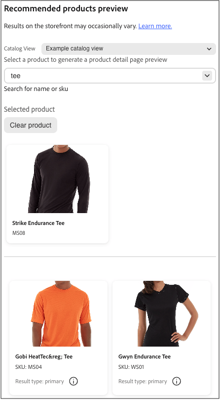 Recommendations のプレビュー
