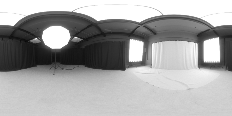 スタジオの3Dシーンを正距円筒図法の32ビット画像にレンダリングして、3Dスタジオ環境光を作成します