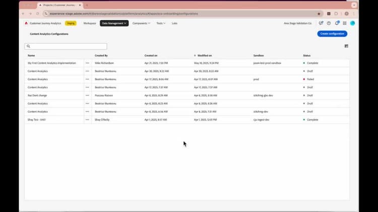 Content Analytics – 設定を編集