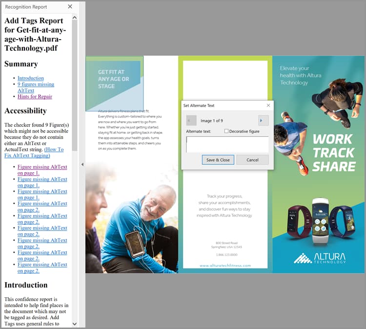 PDFに代替テキストを設定するスクリーンショット