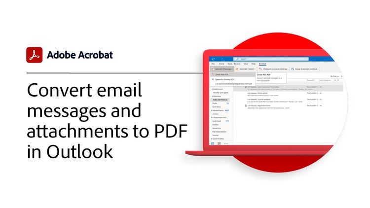 Outlookでの電子メールメッセージと添付ファイルのPDFへの変換