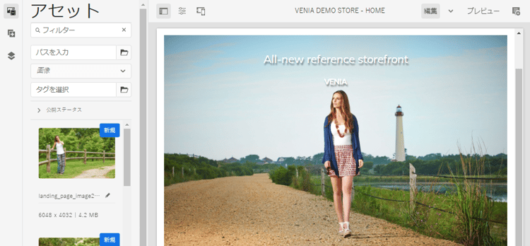 Venia テーマで構成されたストアフロント