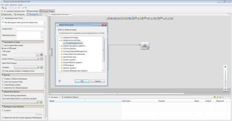 アダプティブフォームの選択