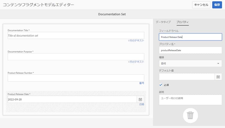 コンテンツフラグメントモデル