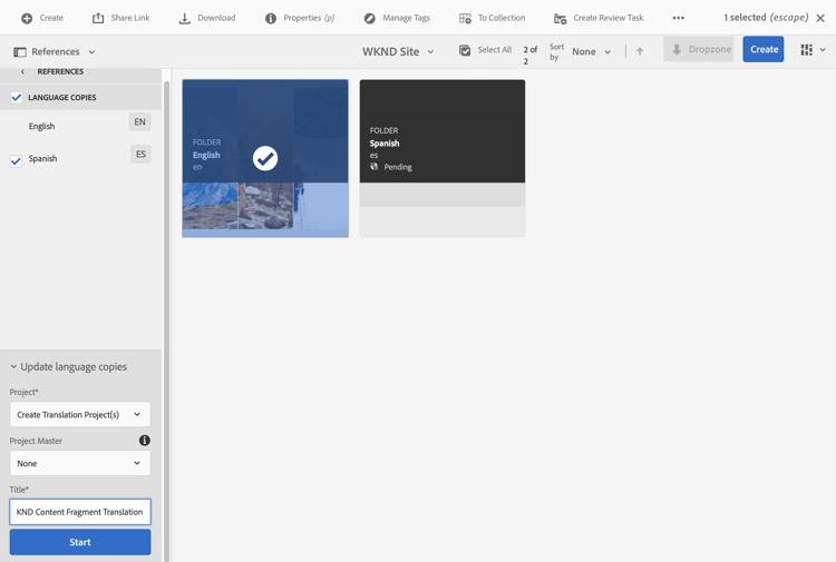 翻訳プロジェクトの作成