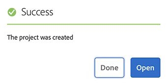 プロジェクトの確認ダイアログ