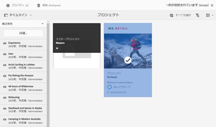 プロジェクトタイムライン表示