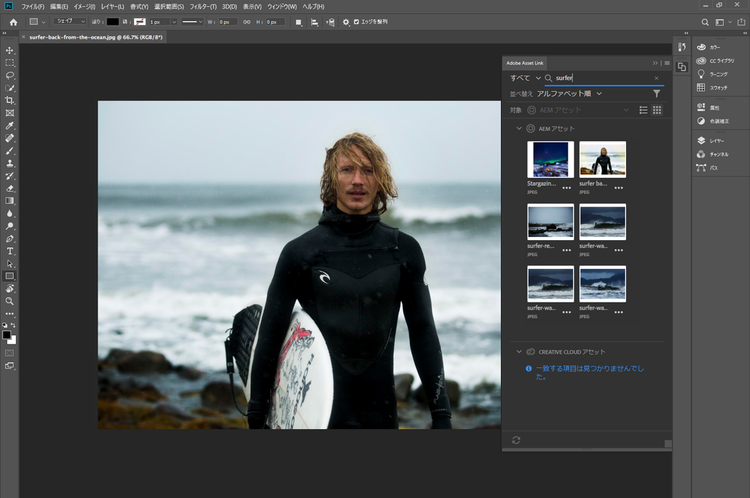 Adobe Photoshop でのアセットの検索