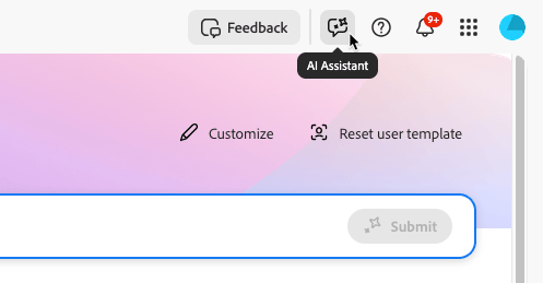 ツールバーの AI アシスタントアイコン