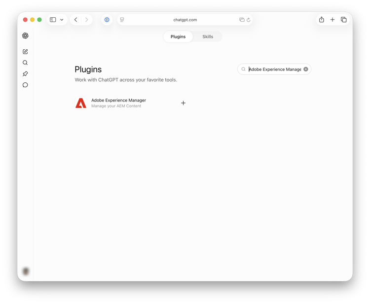 ​ プラグインマーケットプレイスでAdobe Experience Manager プラグインを検索しています。