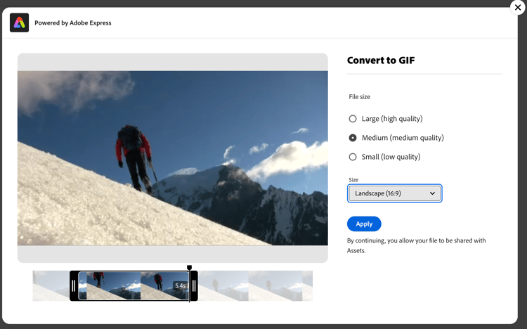 Adobe Express を使用した GIF へのビデオの変換