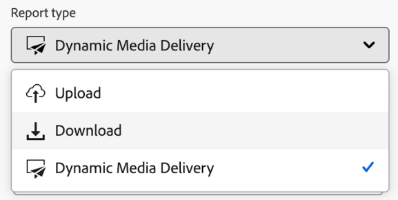 Dynamic Media 配信レポートドロップダウン