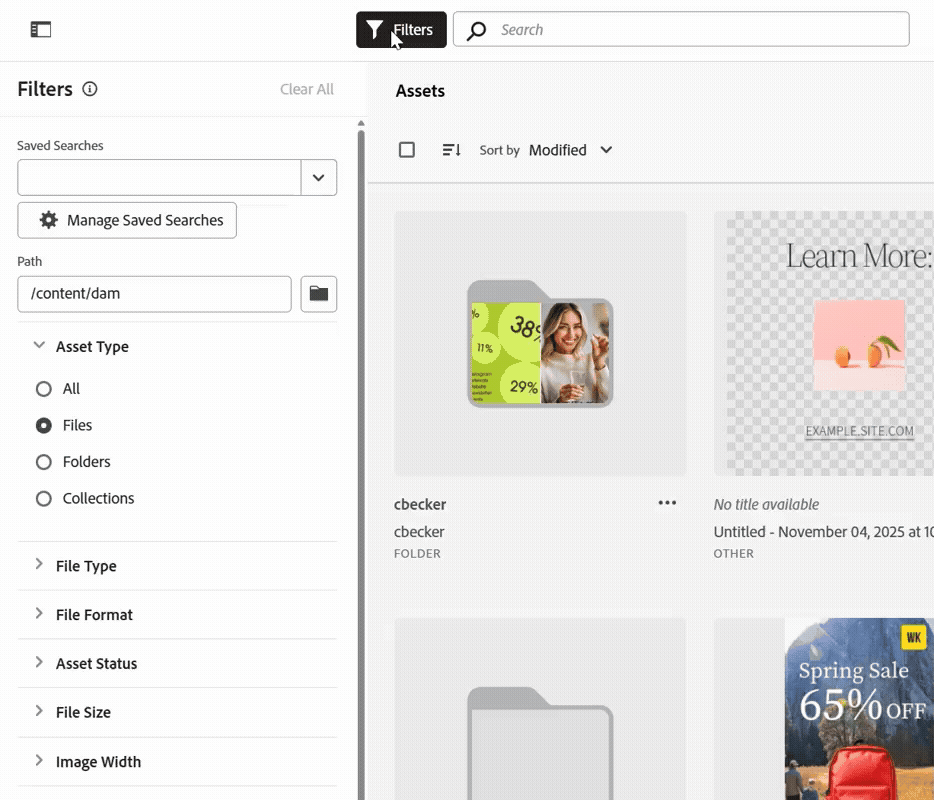 検索フィルター