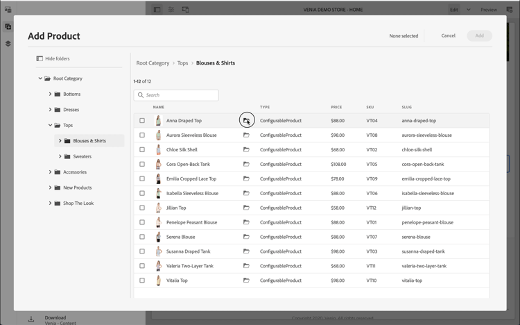 製品ピッカーのバリアント