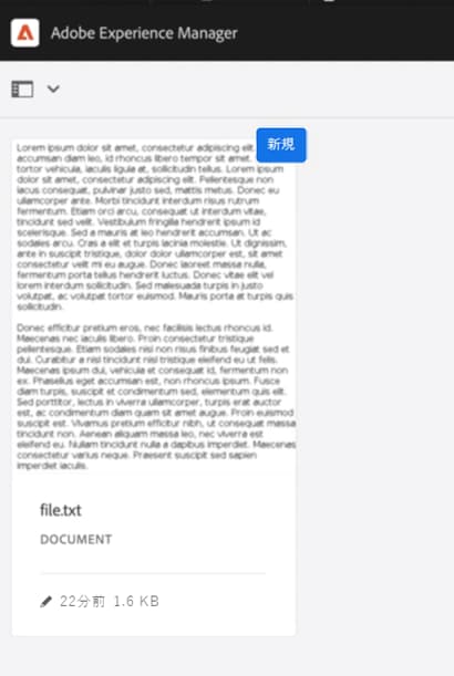 TXT ファイルのレンディションが Assets により PNG 形式で自動的に生成される