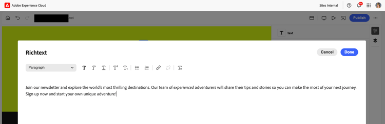リッチテキスト編集ダイアログ