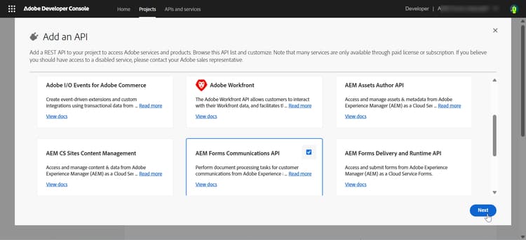 Forms Communication API の追加