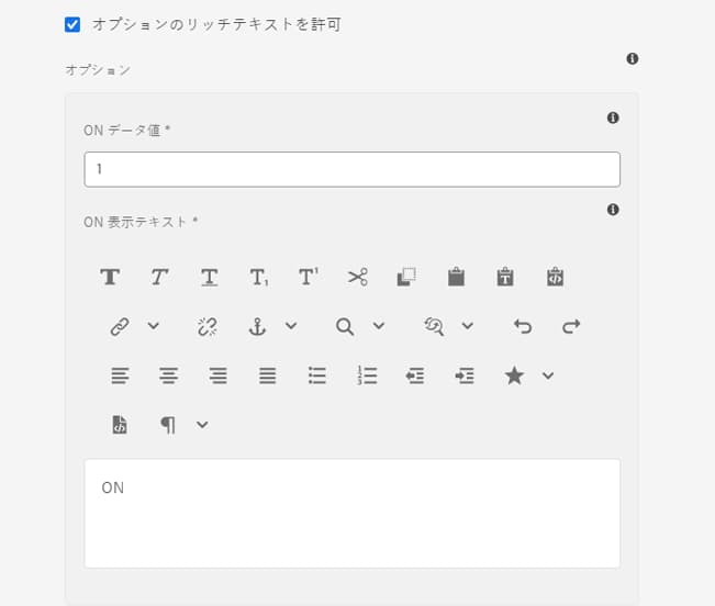 オプションのリッチテキストのサポート