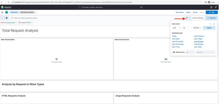 時間範囲 - Kibana ダッシュボード