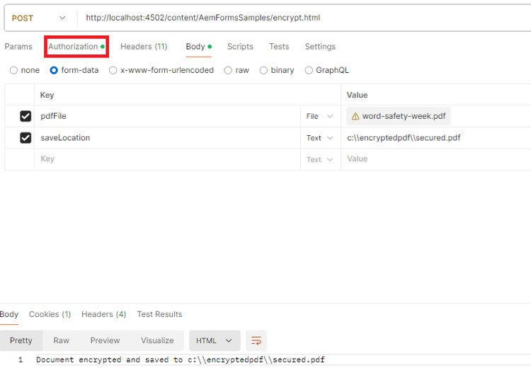 encrypt-pdf-postman