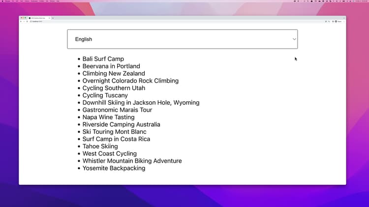 ローカライズされた React アプリの例