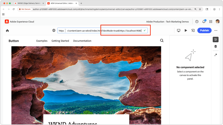 ユニバーサルエディターの場所の URL を更新