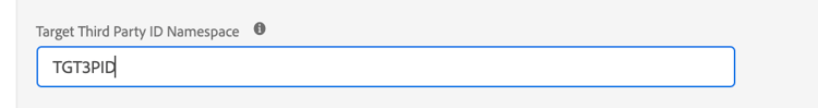 「 Target サードパーティ ID 名前空間」フィールドが表示されたデータストリーム UI