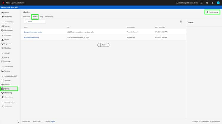 クエリサービスの参照