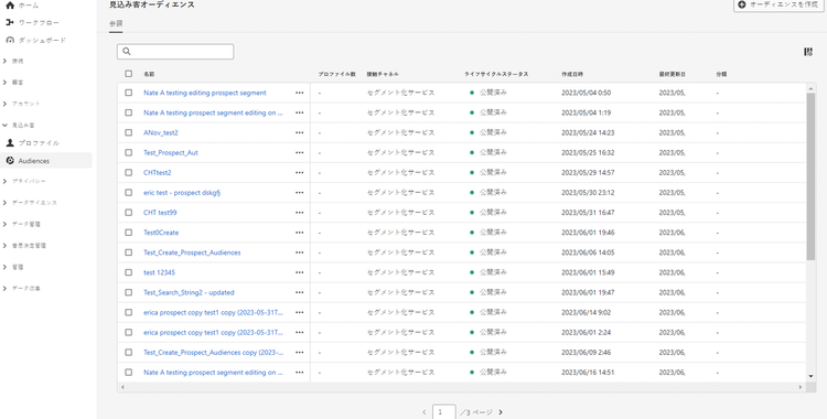 見込み客のオーディエンスの表示。