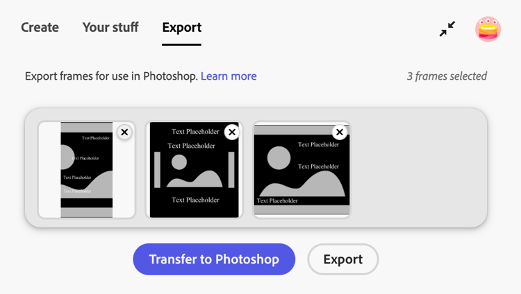 GenStudio Photoshopへの転送ボタン ​