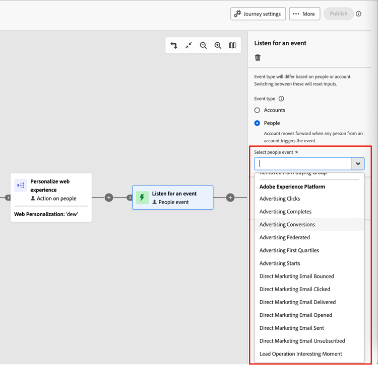​ エクスペリエンスイベントをリッスン ​