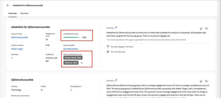 ​ 購入グループの完全性スコア ​