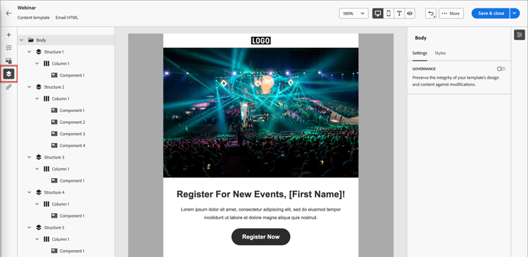 ​ コンテンツレイヤーにアクセス ​