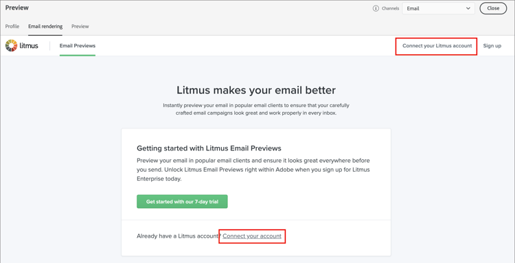 Litmus アカウントを接続する ​