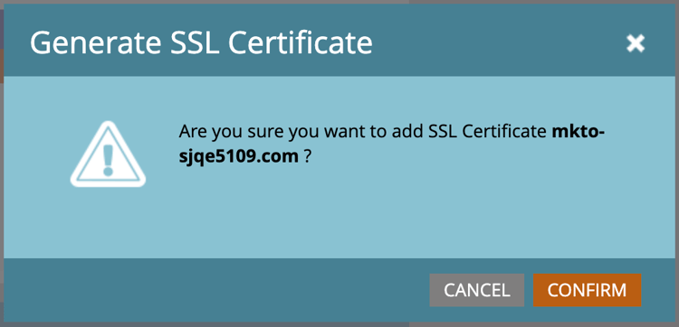 SSL 証明書を生成の確認ダイアログ ​