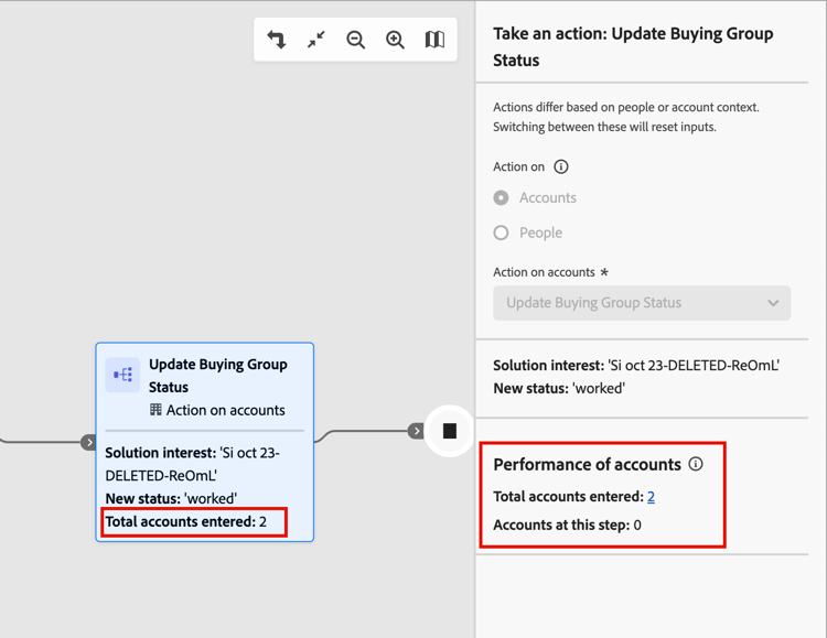 ジャーニーノードアカウントの進行状況に関する情報