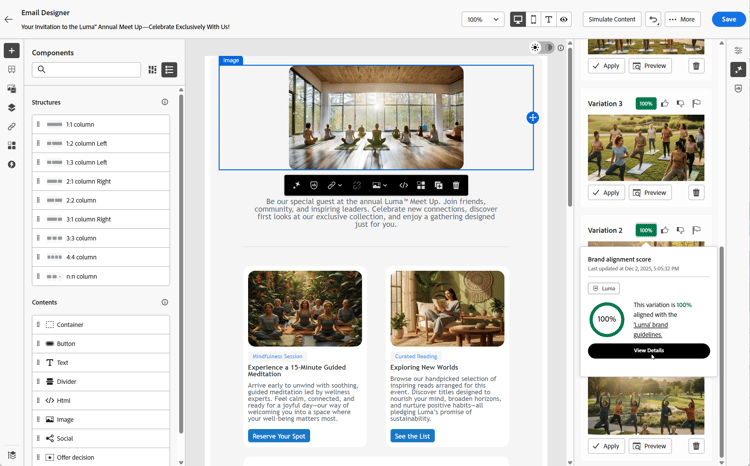 ​ バリエーションに対するブランドの整合性スコア ​