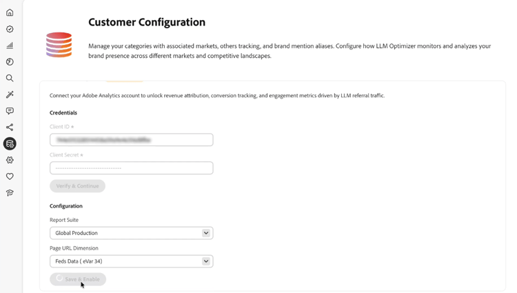 ページ URL ディメンションと保存して有効にする