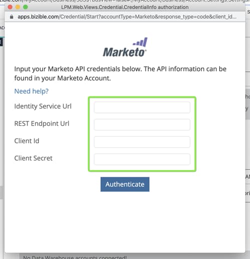 1.Marketo Measureに戻り、フィールドにデータを入力し
