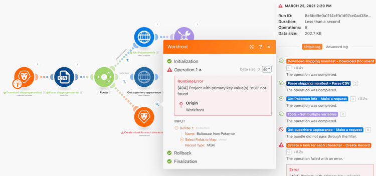 エラー処理を含むシナリオの画像