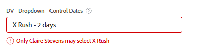 X Rush を選択できるのは、プロジェクト所有者の Claire Stevens のみです