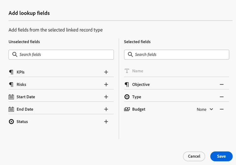 [ 他のレコード タイプのルックアップ フィールドを追加する ] ボックス