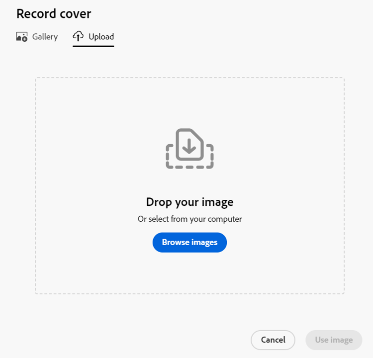 アップロード用のレコードカバーボックス